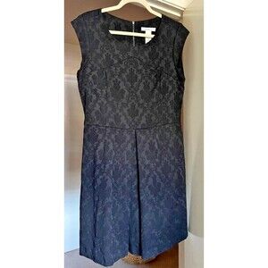 Laundry by Design Women's Black Dress Damask Embroidery Size 10 Designer LBD